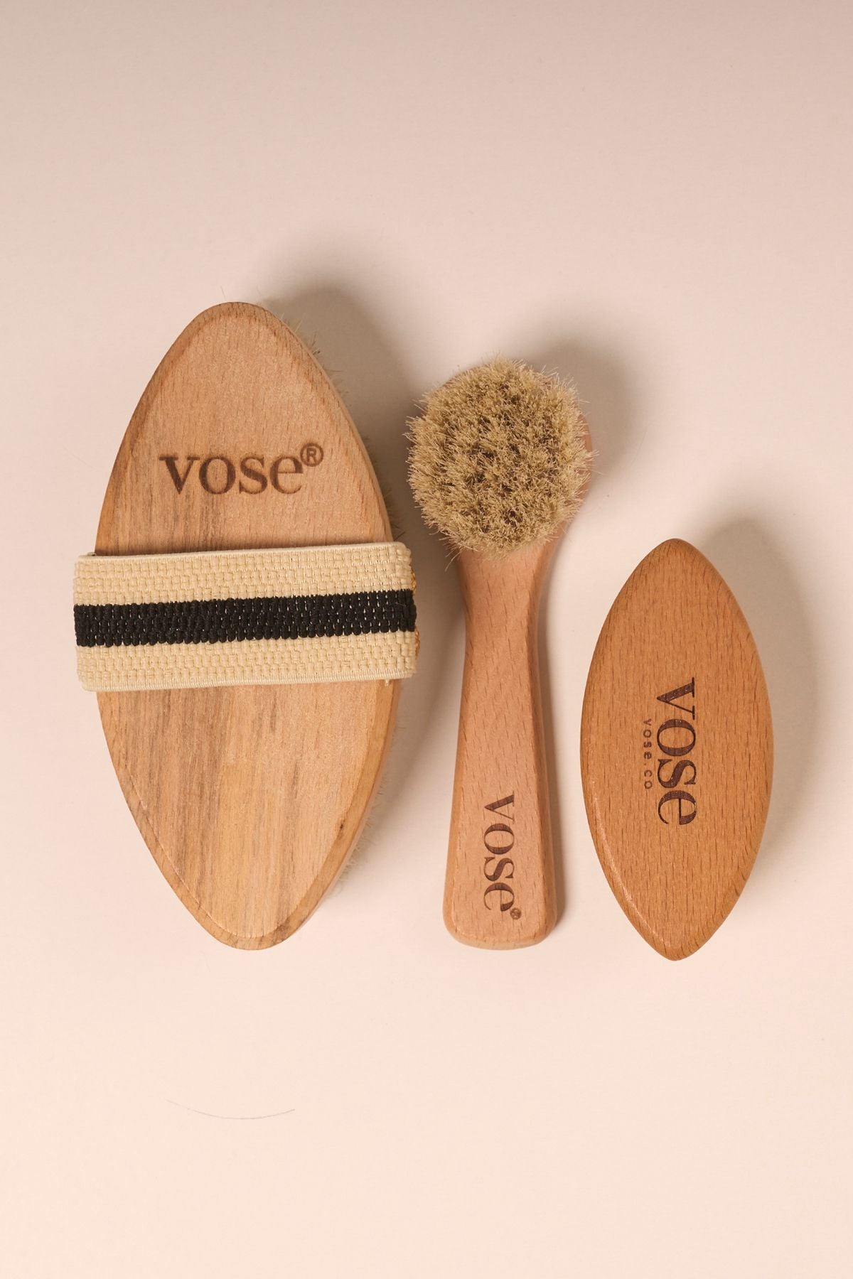 3' lü Set Doğal At Kılı Selülit Fırçası (Lotus) + Yüz Fırçası + Tırnak Fırçası