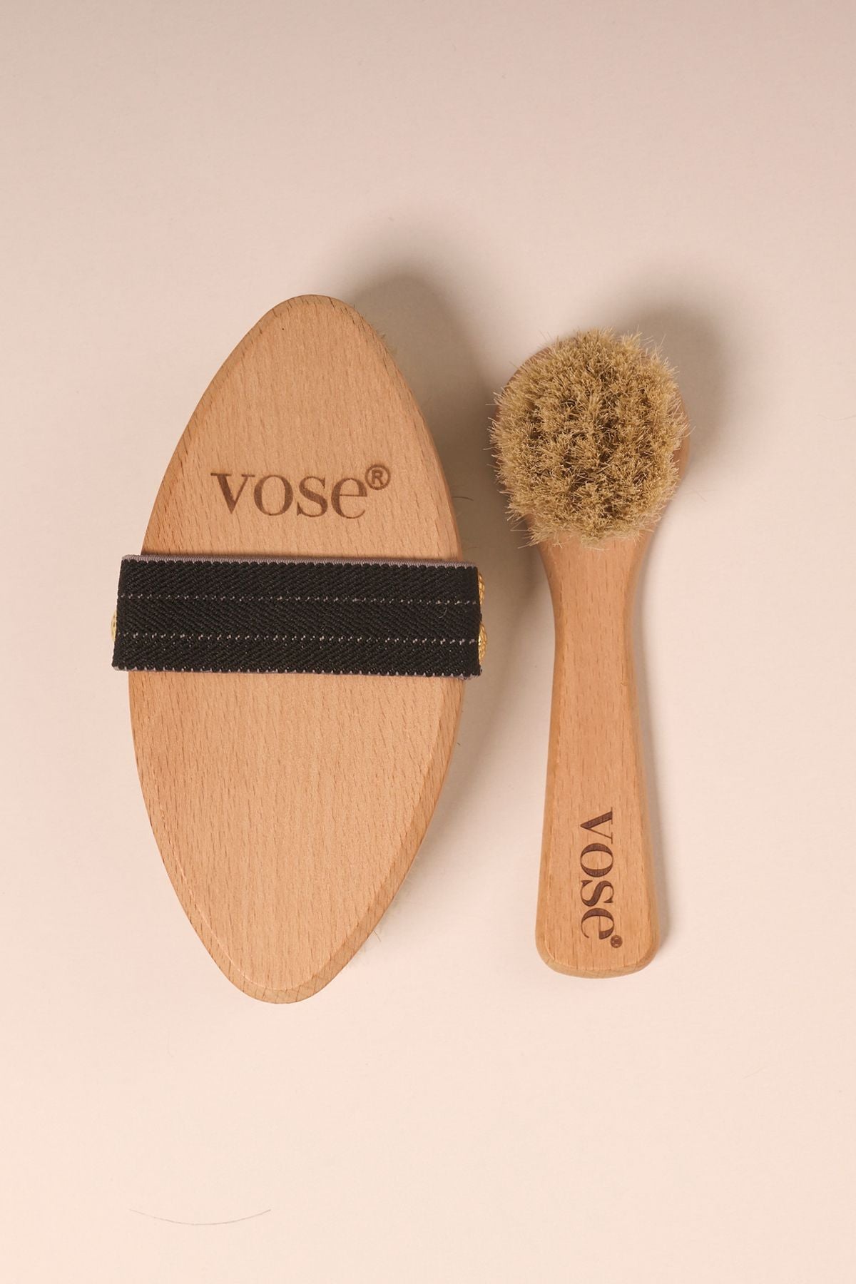 Set of 2 Natural Horse Hair Cellulite Black Rose Face Brush