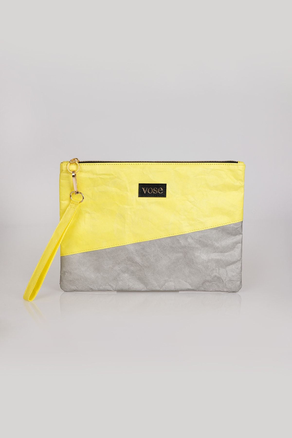 Çevre Dostu ve Dayanıklı Clutch Çantası - Sarı & Gri