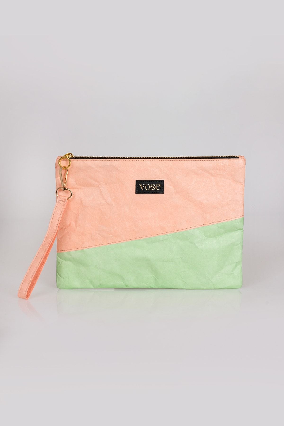 Eco-Friendly and Durable Clutch Bag - Salmon & Green