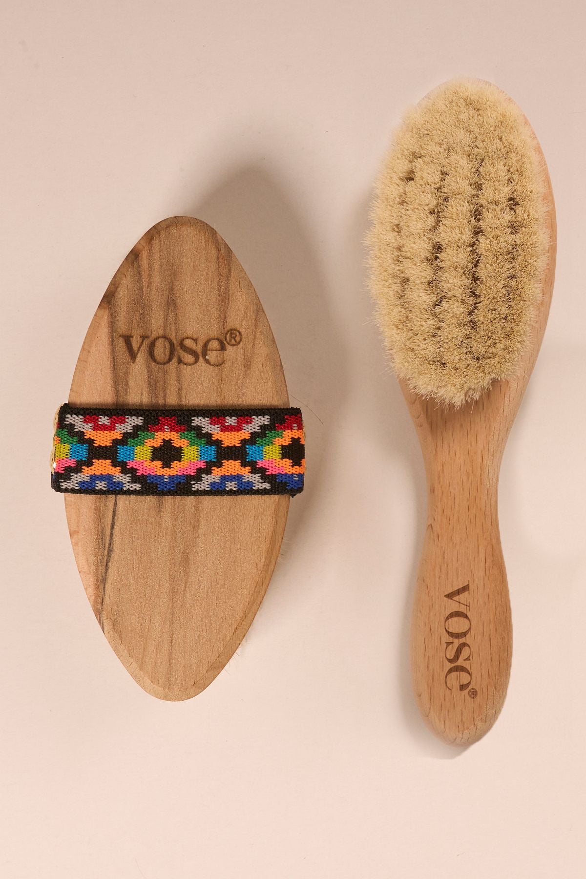 Keçi Kılı Bebek Saçı Fırçası + At Kılı Vücut Fırçası (tulip)