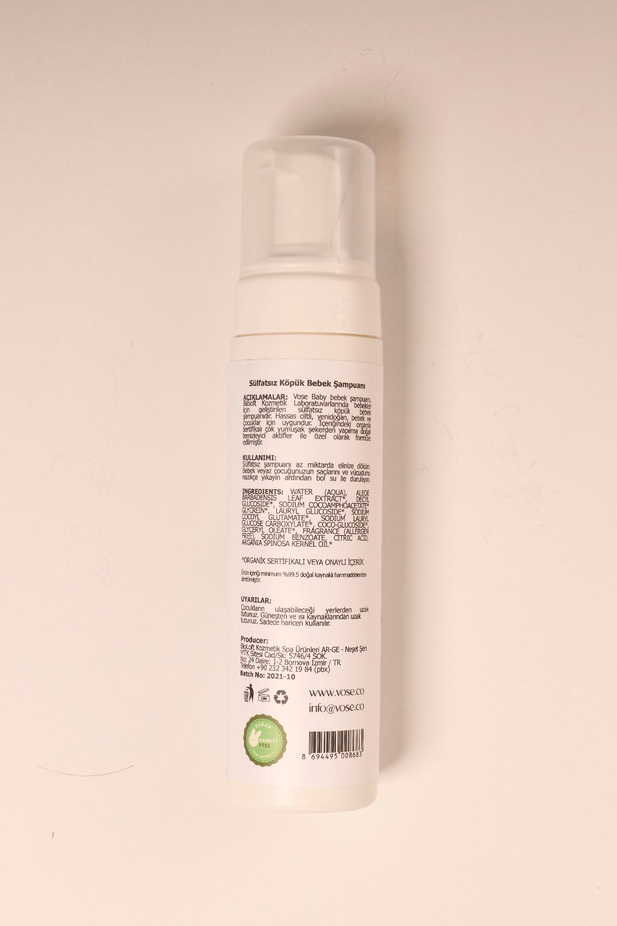 Bebek Saç & Vücut Köpük Şampuan 200ml