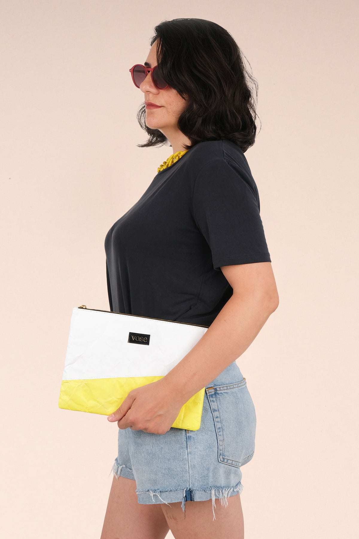 Eco-Friendly and Durable Clutch Bag - White & Yellow