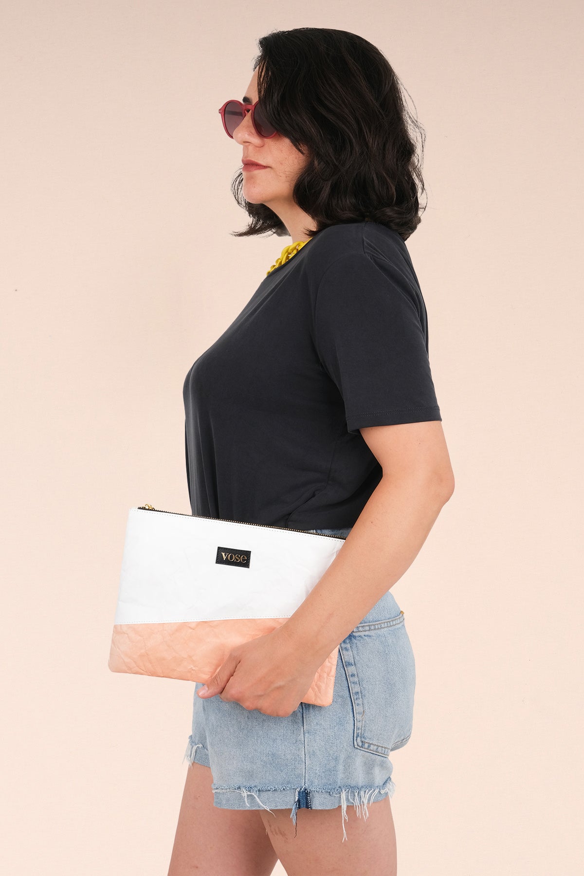 Eco-Friendly and Durable Clutch Bag - White & Salmon