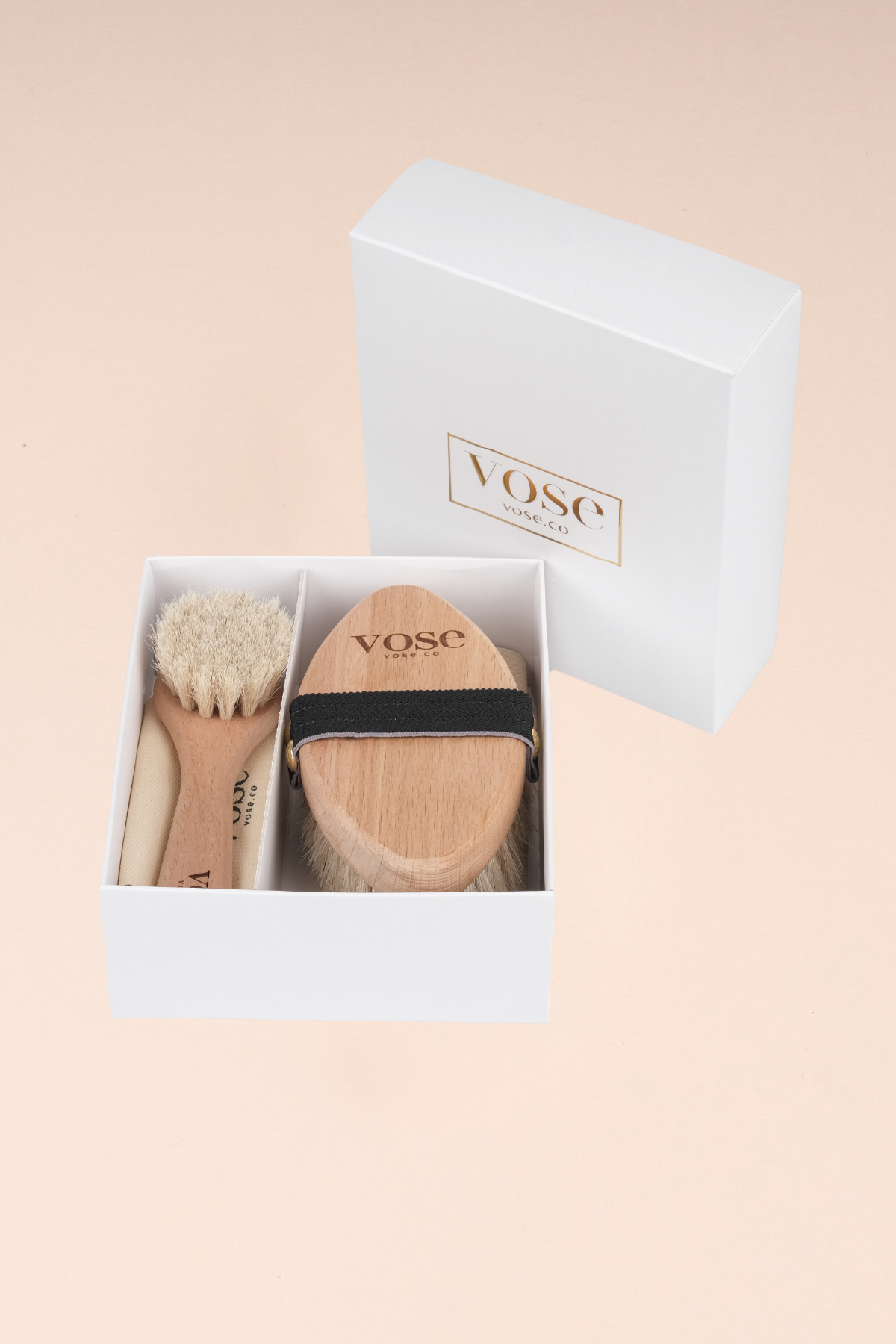 Set of 2 Natural Horse Hair Cellulite Black Rose Face Brush