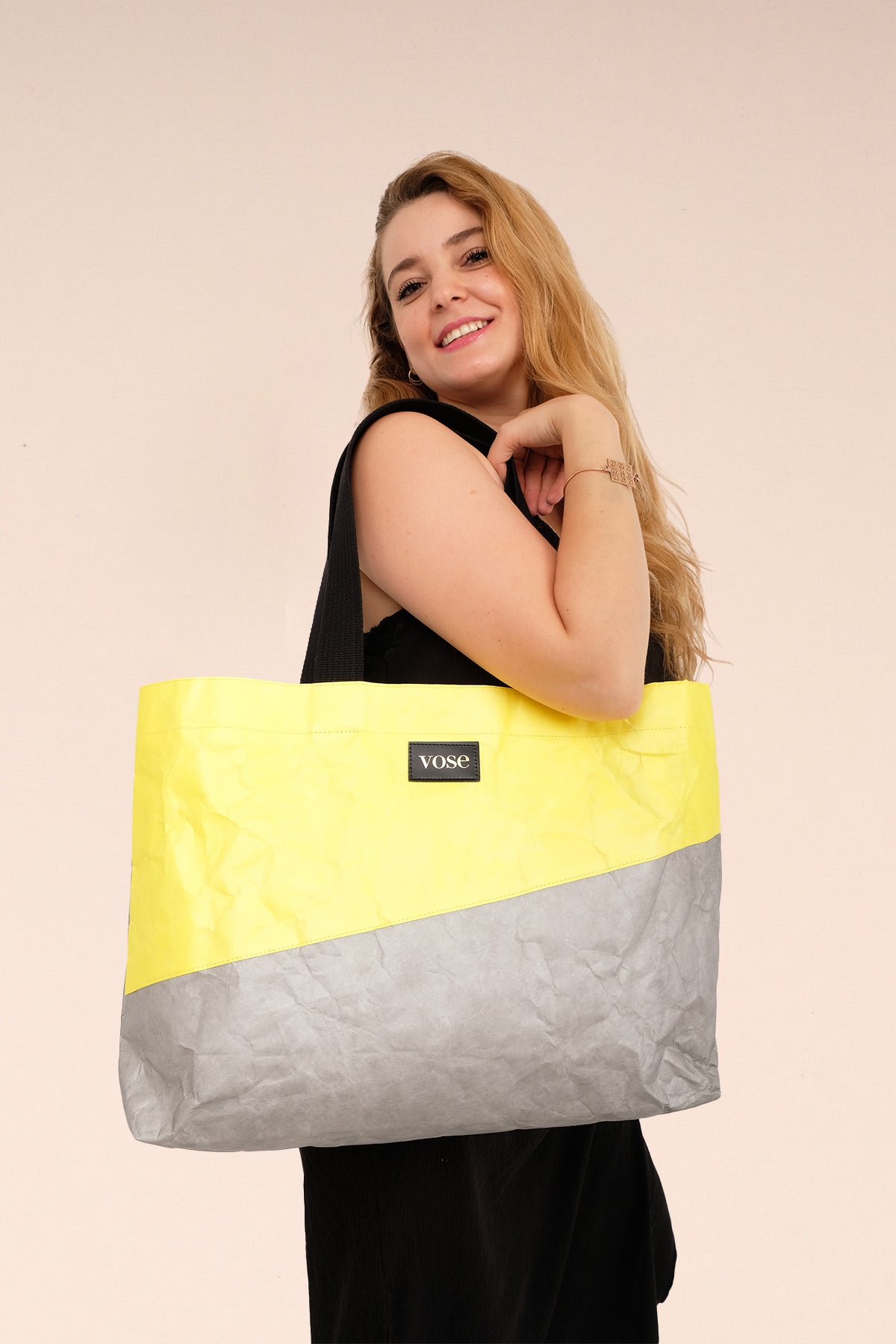 Çevre Dostu ve Dayanıklı Omuz Çantası - Sarı & Gri