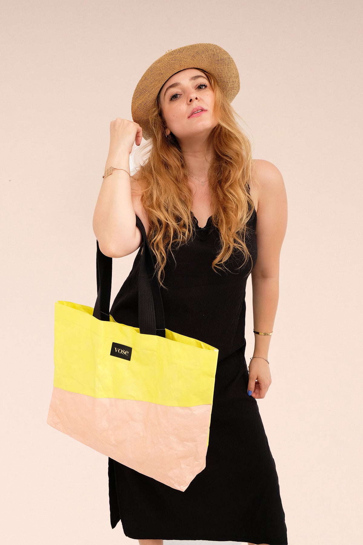 Eco-Friendly and Durable Shoulder Bag - Yellow & Salmon
