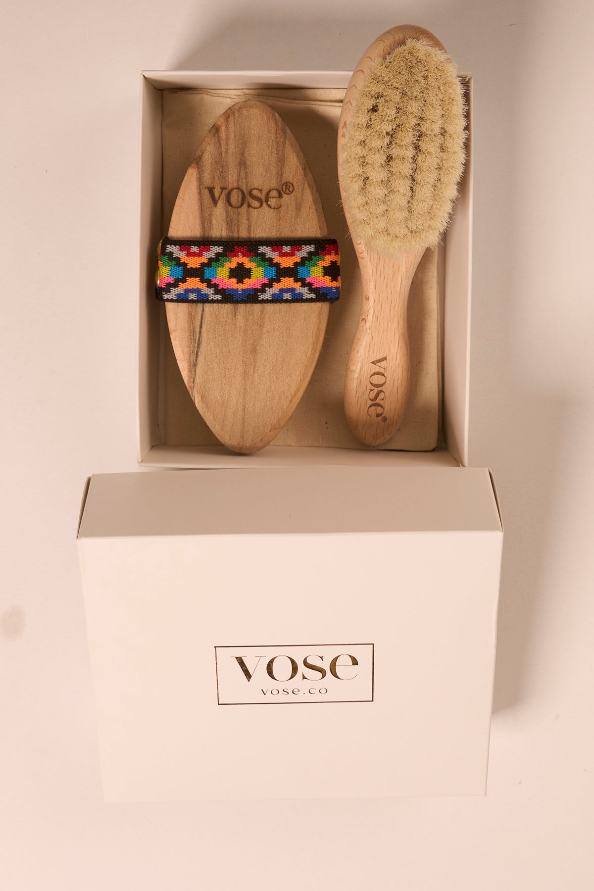 Keçi Kılı Bebek Saçı Fırçası + At Kılı Vücut Fırçası (tulip)