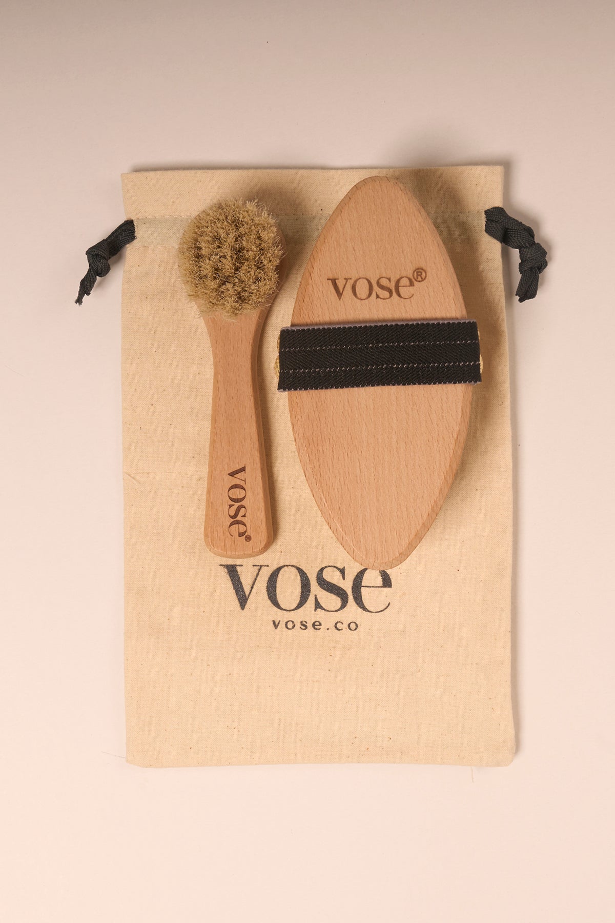 Set of 2 Natural Horse Hair Cellulite Black Rose Face Brush