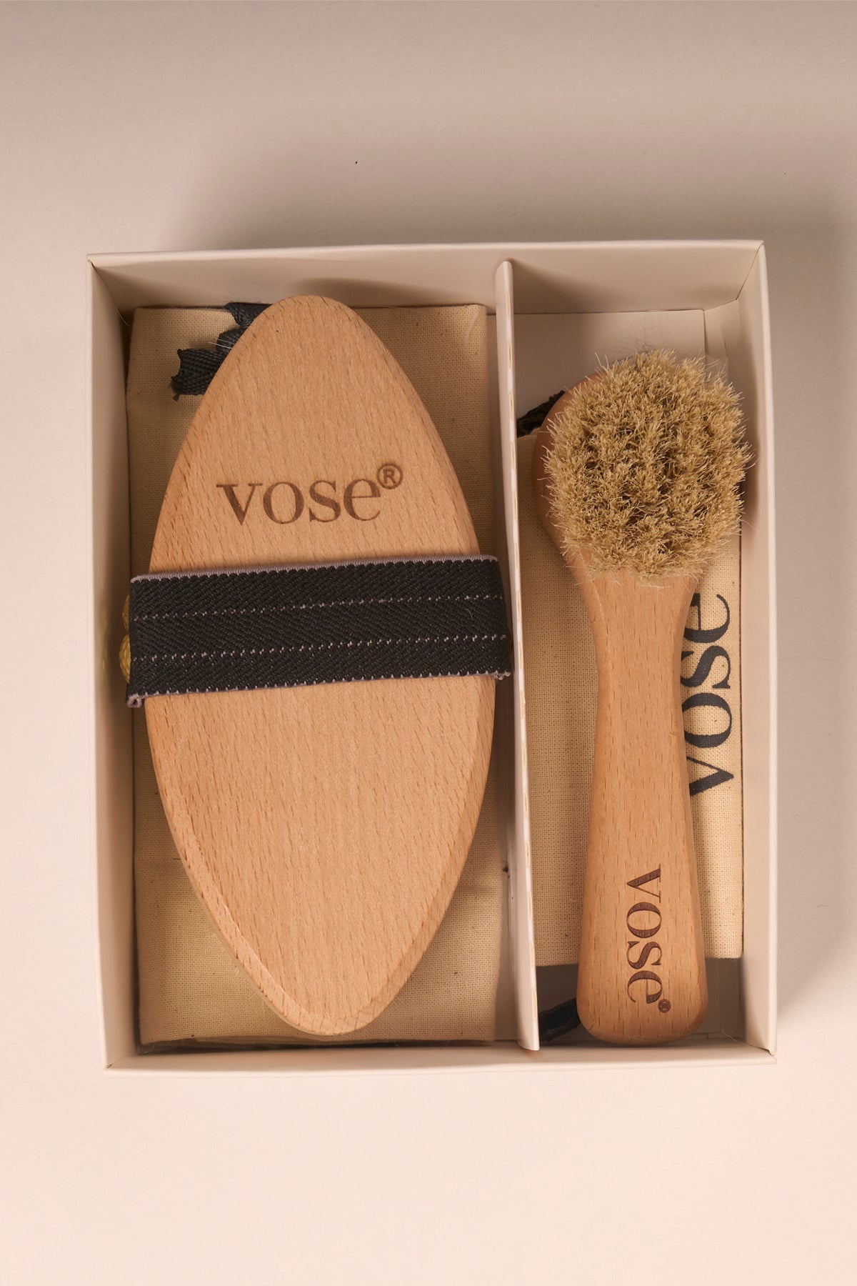 Set of 2 Natural Horse Hair Cellulite Black Rose Face Brush