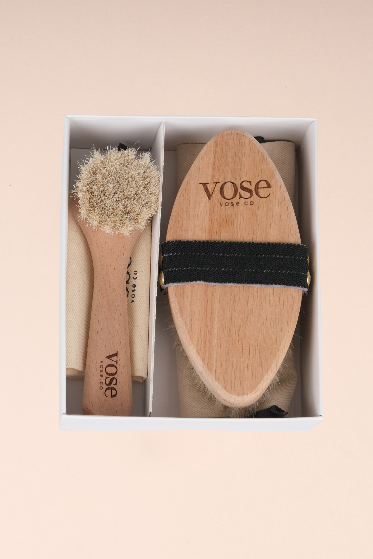 Set of 2 Natural Horse Hair Cellulite Black Rose Face Brush