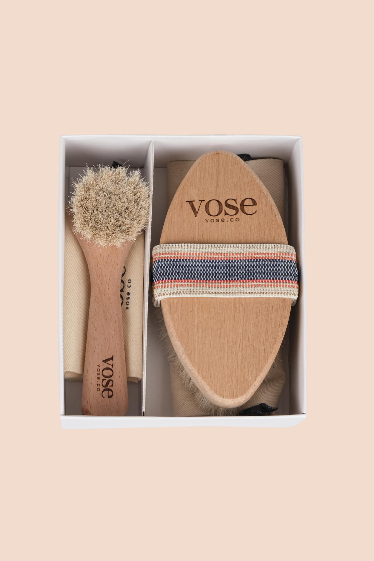 Set of 2 Natural Horse Hair Cellulite (Magnolia) + Face Brush