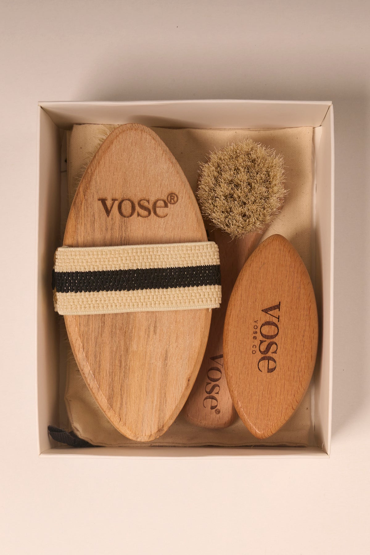 3' lü Set Doğal At Kılı Selülit Fırçası (Lotus) + Yüz Fırçası + Tırnak Fırçası