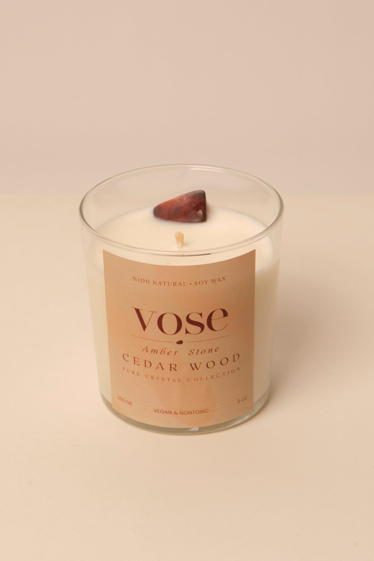 Vose Kehribar Taşlı Sedir Ağacı Kokulu Doğal Soya Mumu