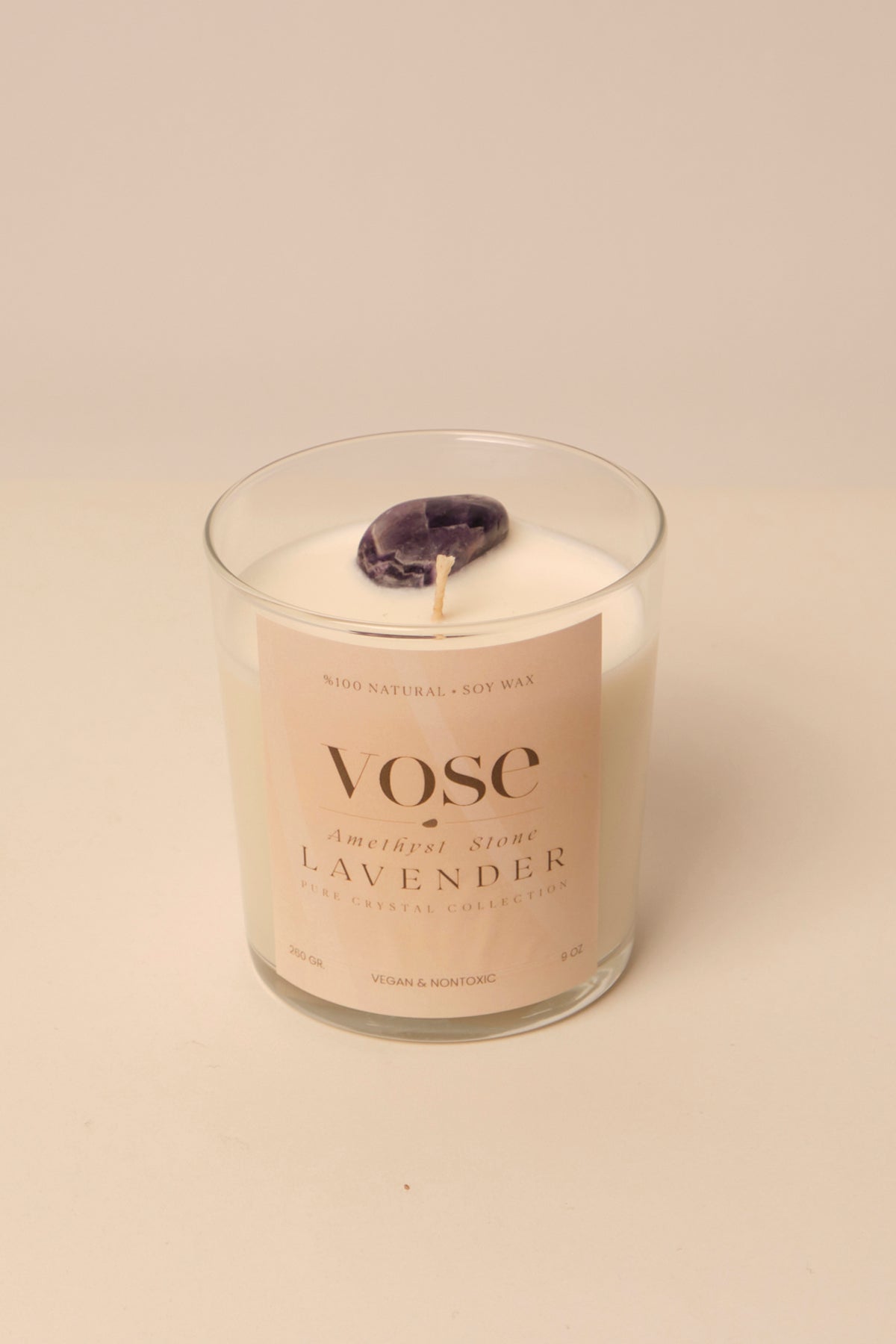 Vose Doğal Ametist Taşlı Soya Mumu Amethyst Stone – Lavender