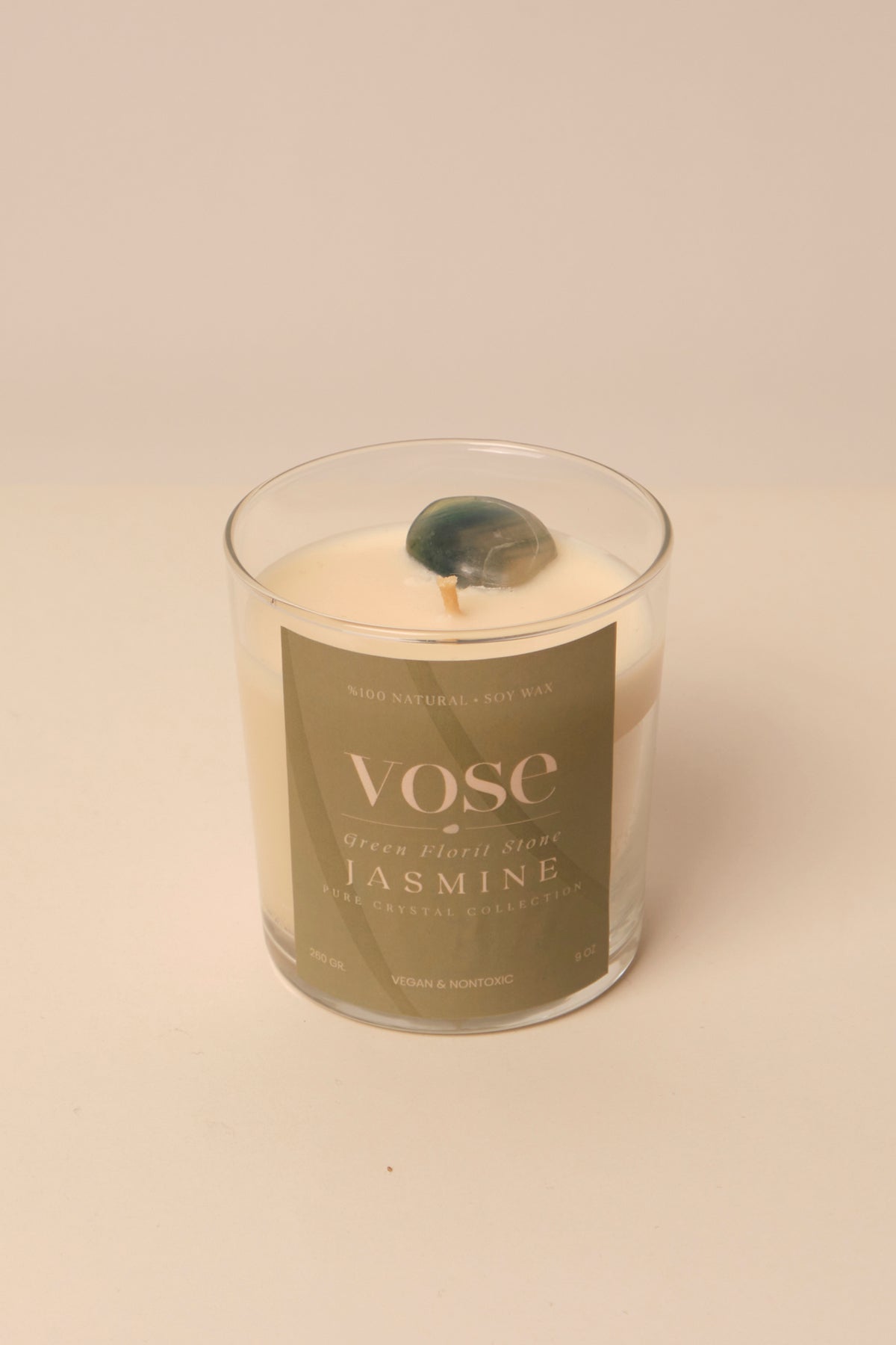 Vose Yeşil Florit Taşlı Yasemin Kokulu Doğal Soya Mumu