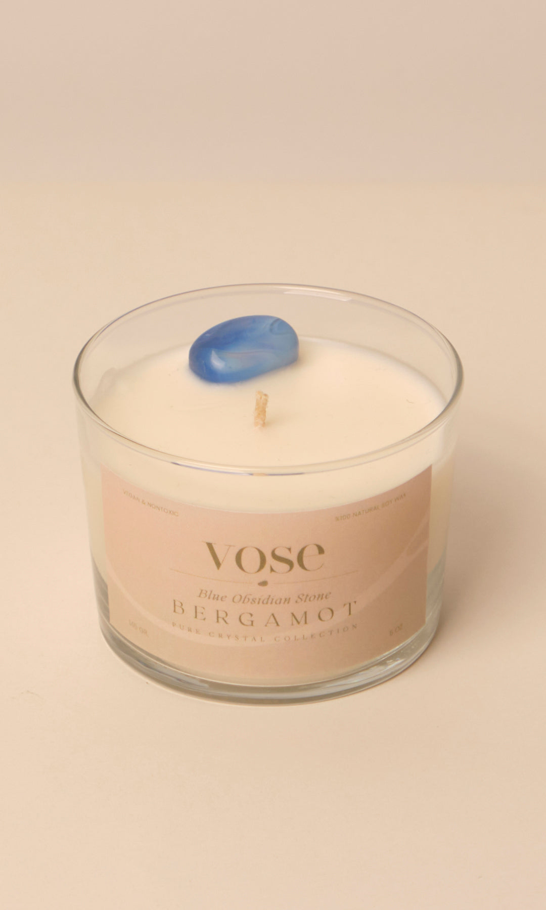 Vose Mavi Obsidyen Taşlı Doğal Soya Mumu The Blue Stone – Bergamot Candle