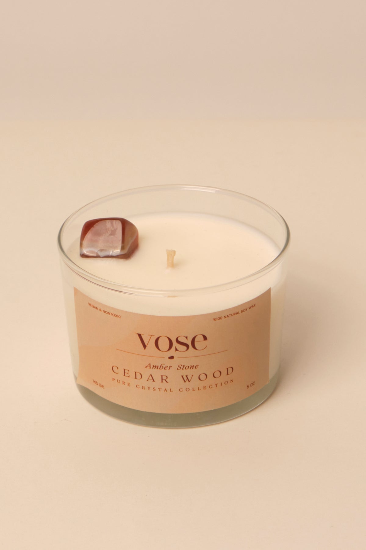 Vose Kehribar Taşlı Sedir Ağacı Kokulu Doğal Soya Mumu