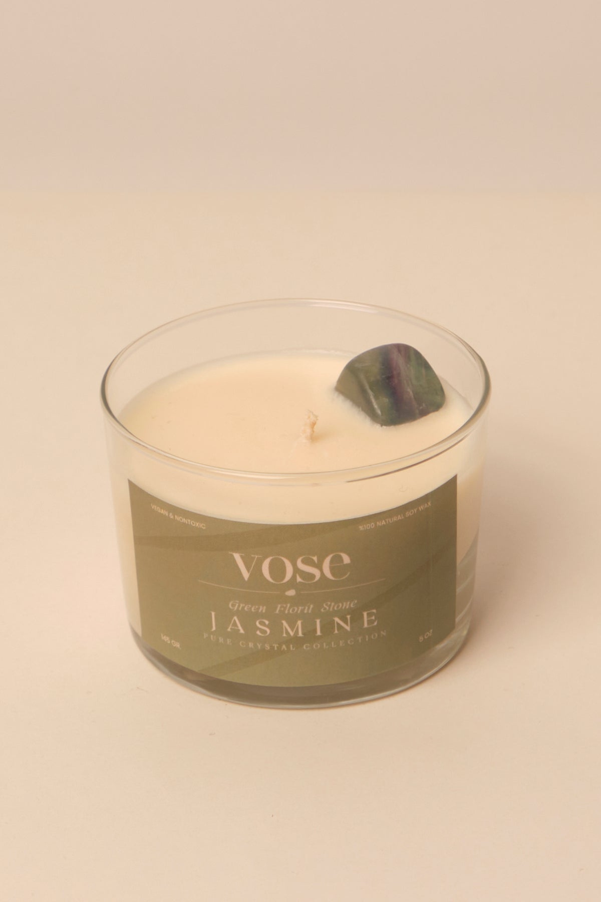 Vose Yeşil Florit Taşlı Yasemin Kokulu Doğal Soya Mumu