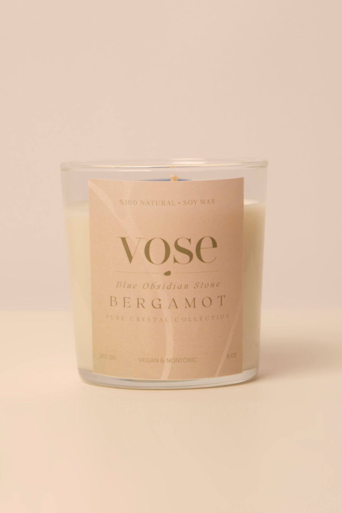 Vose Mavi Obsidyen Taşlı Doğal Soya Mumu The Blue Stone – Bergamot Candle