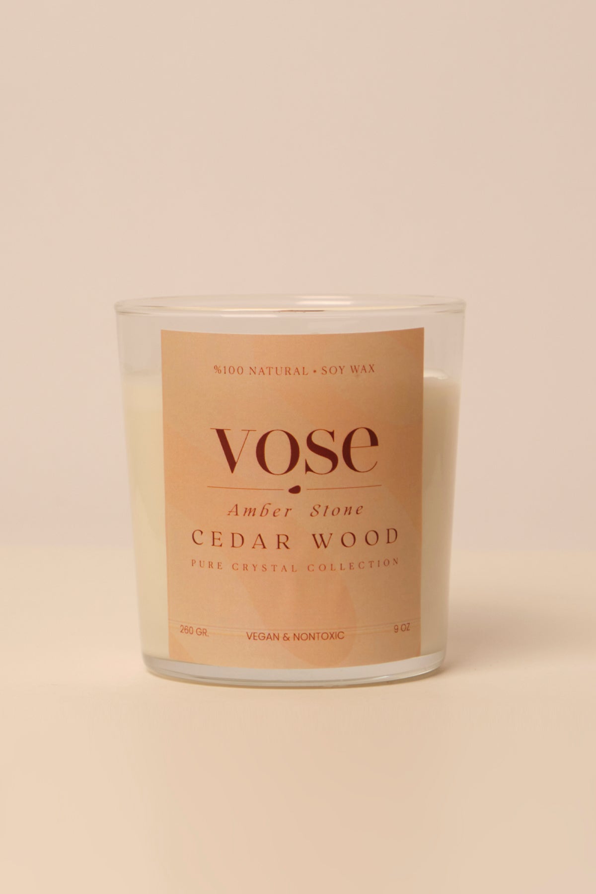 Vose Kehribar Taşlı Sedir Ağacı Kokulu Doğal Soya Mumu