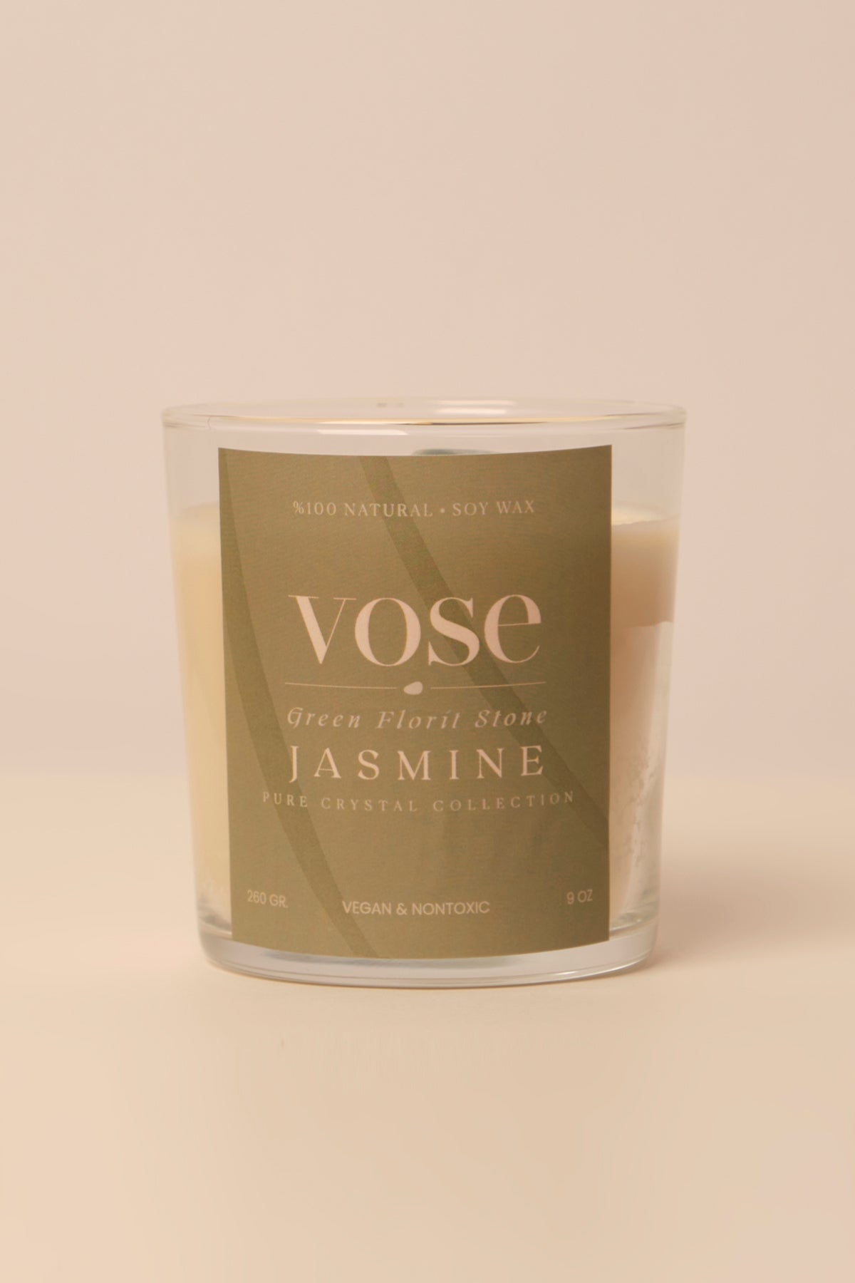 Vose Yeşil Florit Taşlı Yasemin Kokulu Doğal Soya Mumu