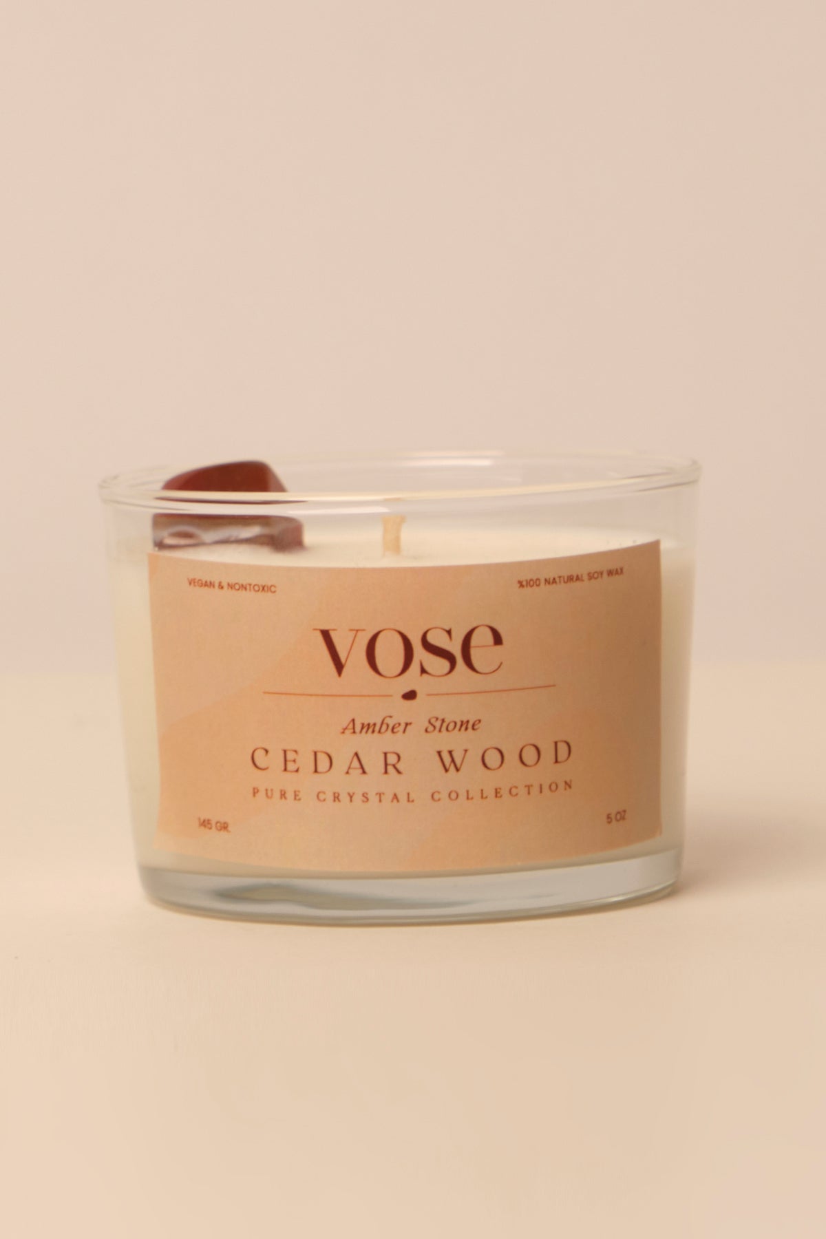 Vose Kehribar Taşlı Sedir Ağacı Kokulu Doğal Soya Mumu