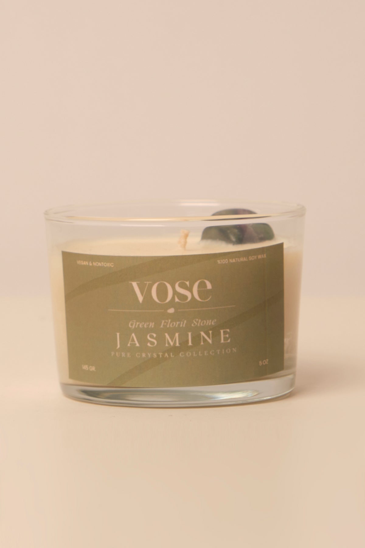 Vose Yeşil Florit Taşlı Yasemin Kokulu Doğal Soya Mumu