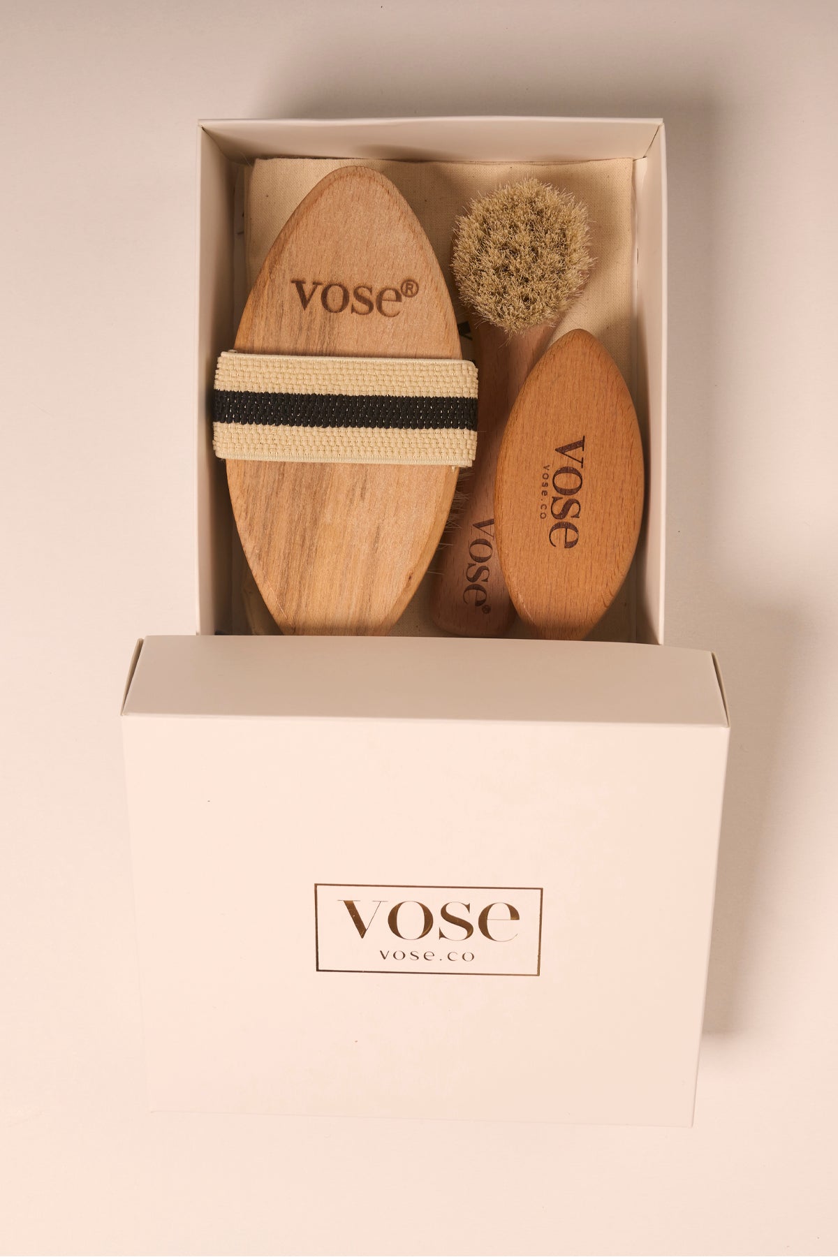 3' lü Set Doğal At Kılı Selülit Fırçası (Lotus) + Yüz Fırçası + Tırnak Fırçası